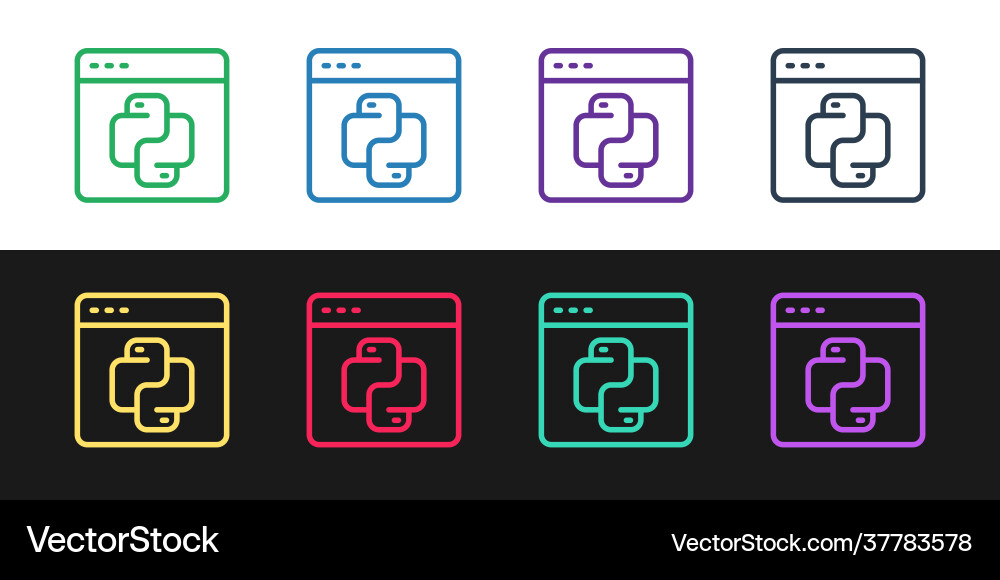 Set line python programming language icon isolated Set line python programming language icon isolated vector image