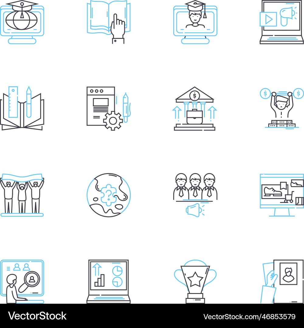 Advanced learning linear icons set mastery Vector Image