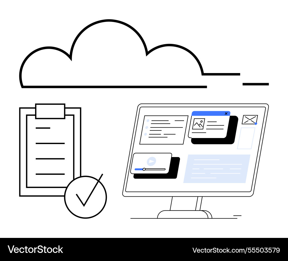 Cloud computing concept with digital documents vector image