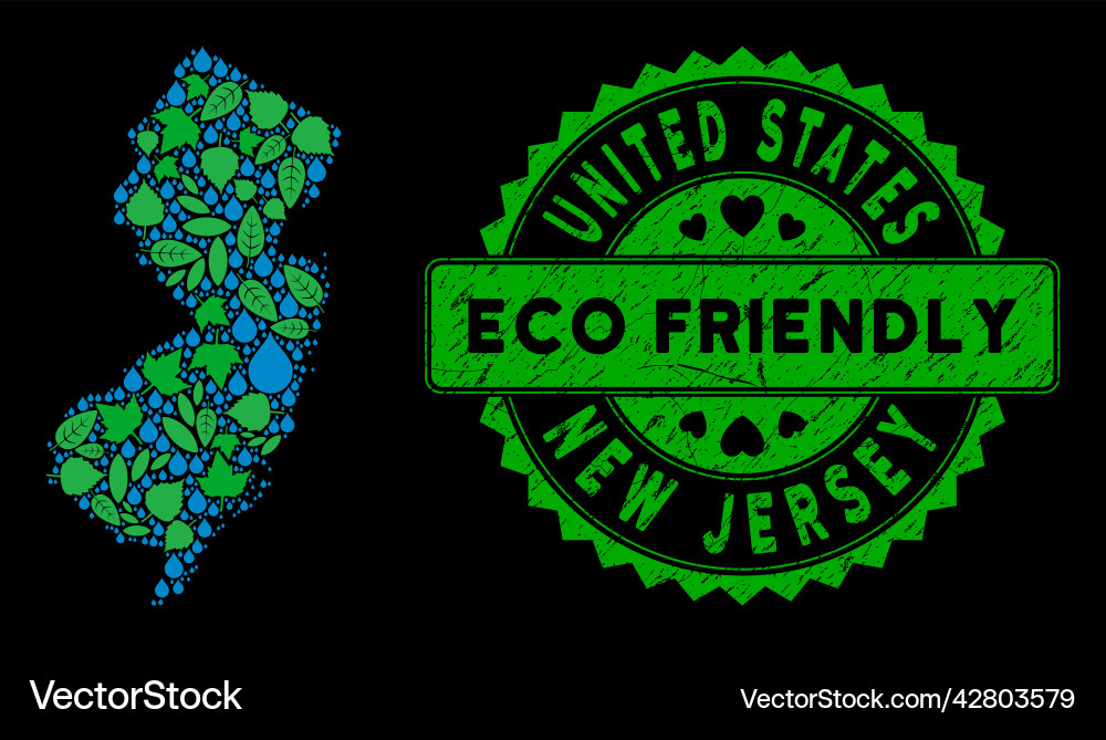 Eco green collage new jersey state map Eco green collage new jersey state map vector image