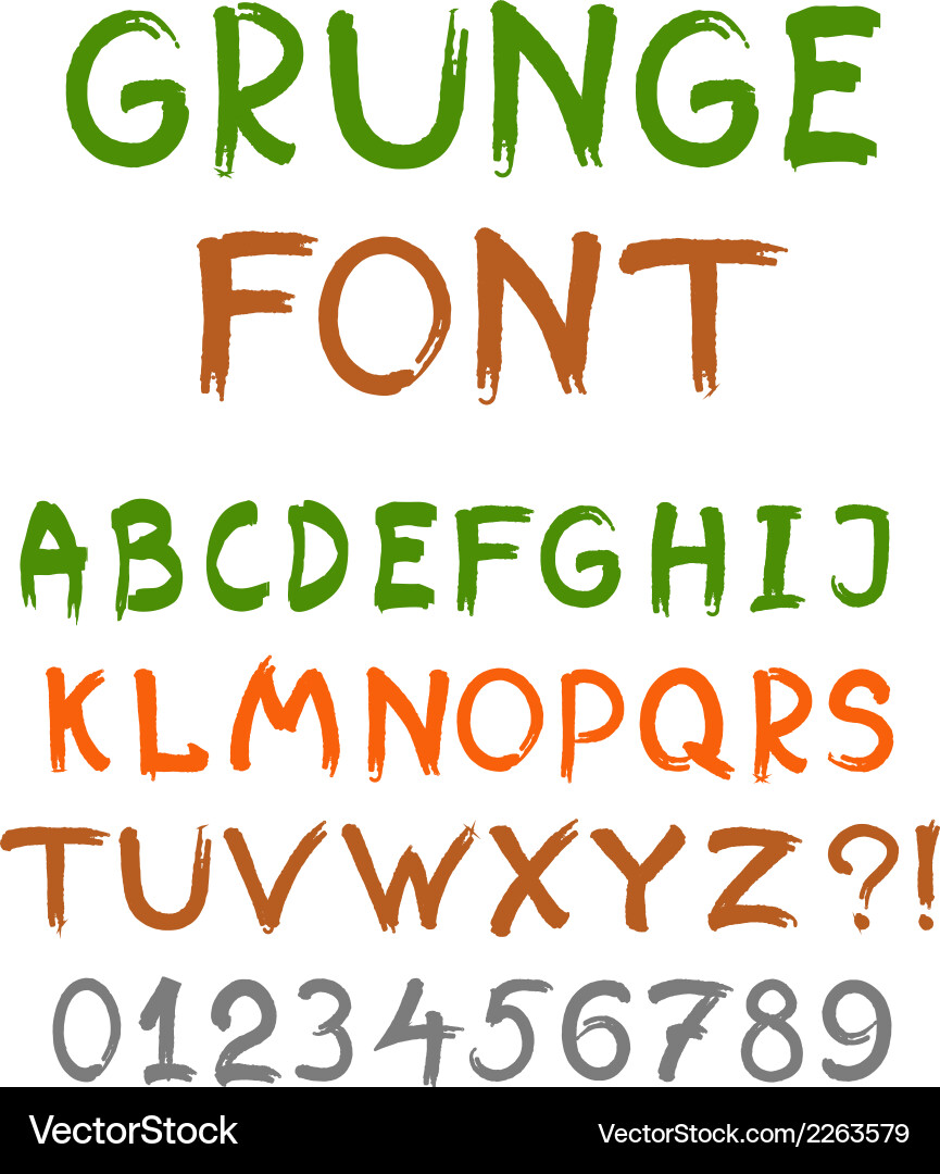 English alphabet in grunge style Vector Image