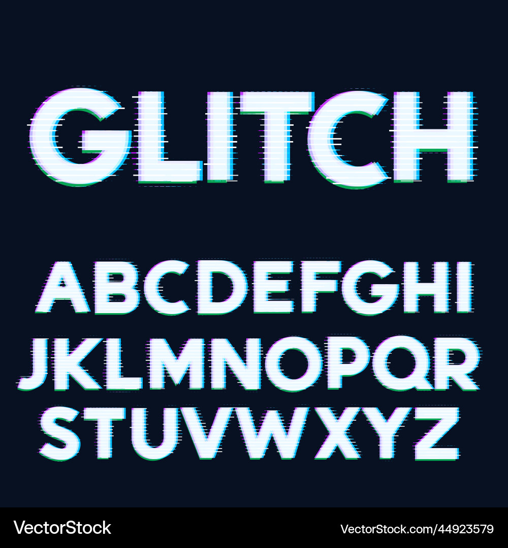 Glitch error font alphabet letters Vector Image