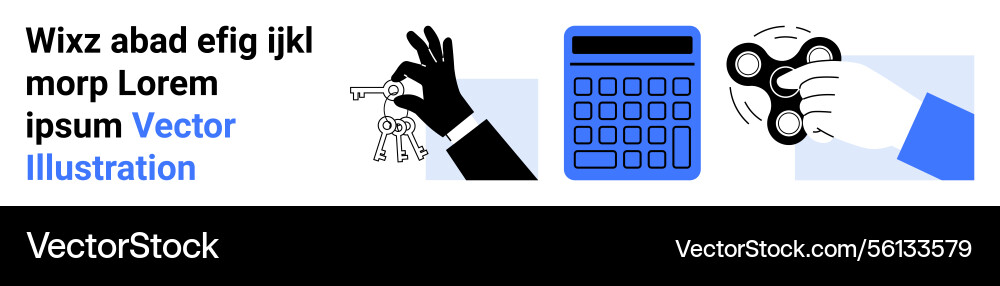 Hand holding keys calculator with buttons Hand holding keys calculator with buttons Vector Image