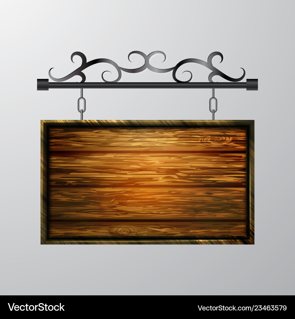 Hanging wooden board object Hanging wooden board object vector image