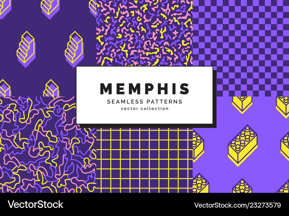 Memphis seamless patterns set Memphis seamless patterns set vector image