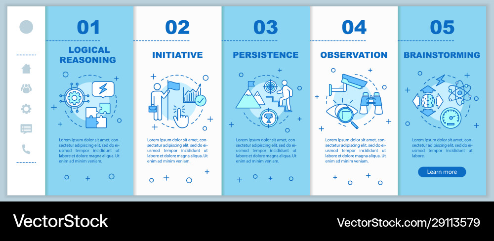 Mental skills onboarding mobile web pages template Mental skills onboarding mobile web pages template vector image