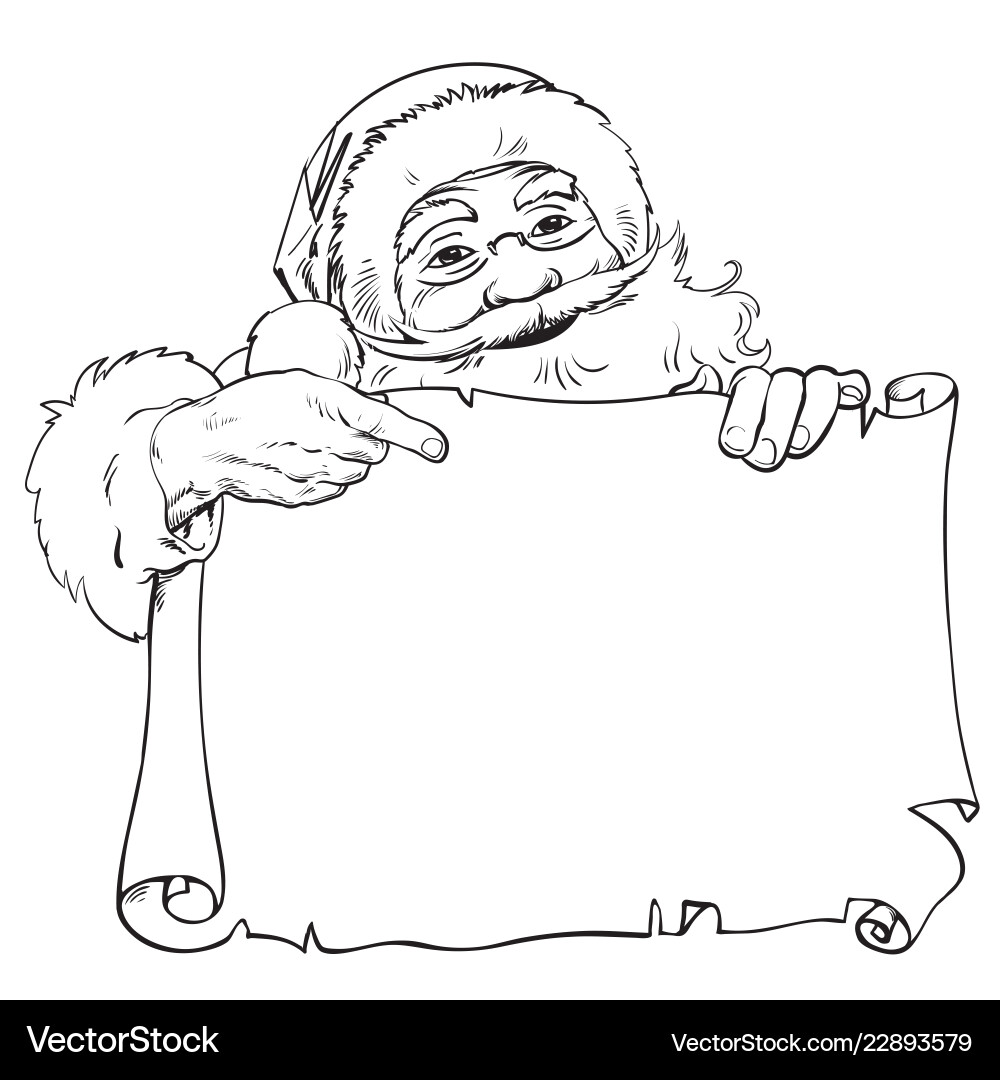 Santa Claus Pointing to Scroll vector image