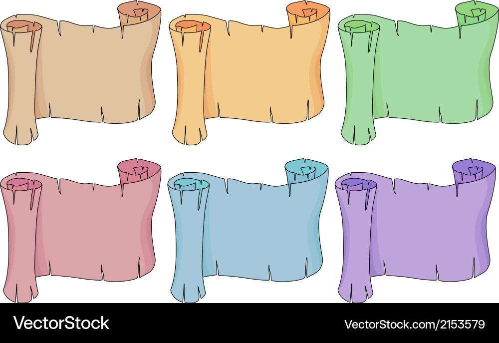 Six empty paper scrolls vector image