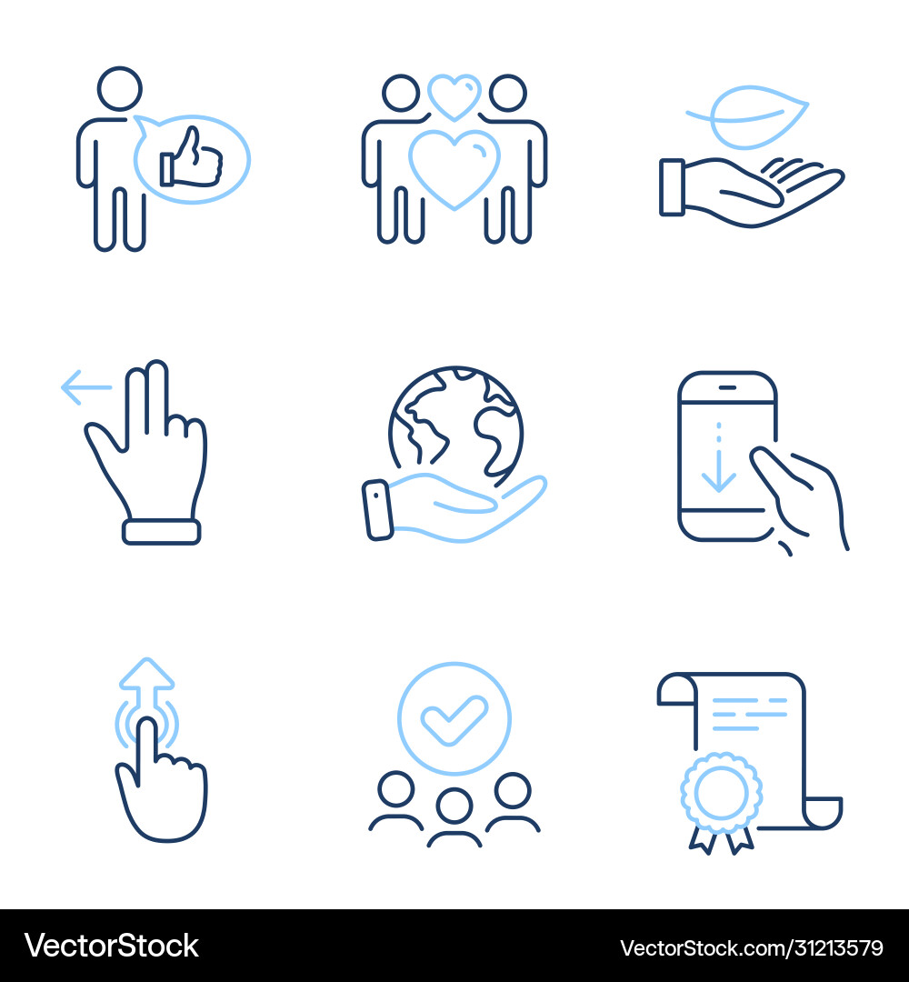 Swipe up scroll down and leaf icons set like Swipe up scroll down and leaf icons set like vector image