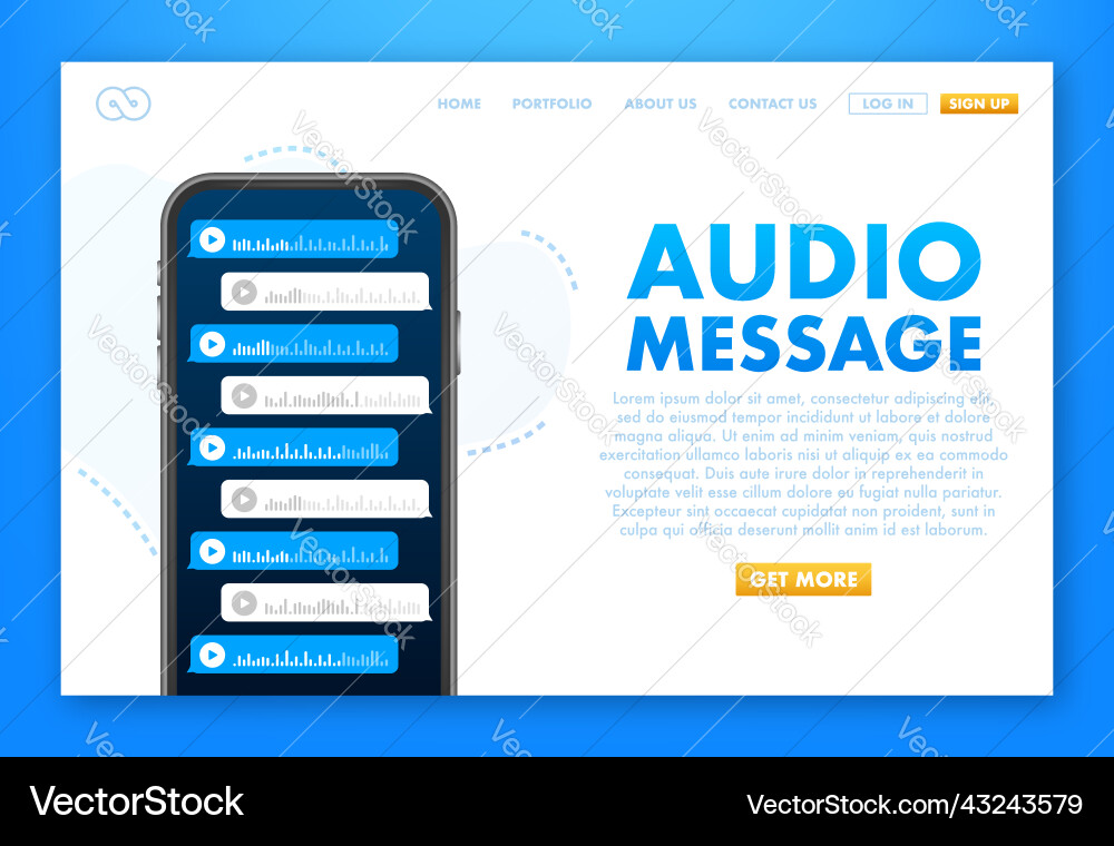 Voice record audio message speech bubble Voice record audio message speech bubble vector image