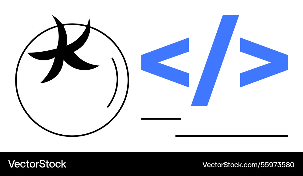 Abstract planet design next to coding symbols vector image