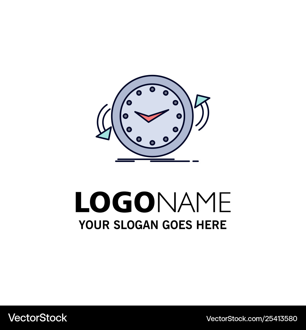 Backup clock clockwise counter time flat color Backup clock clockwise counter time flat color vector image