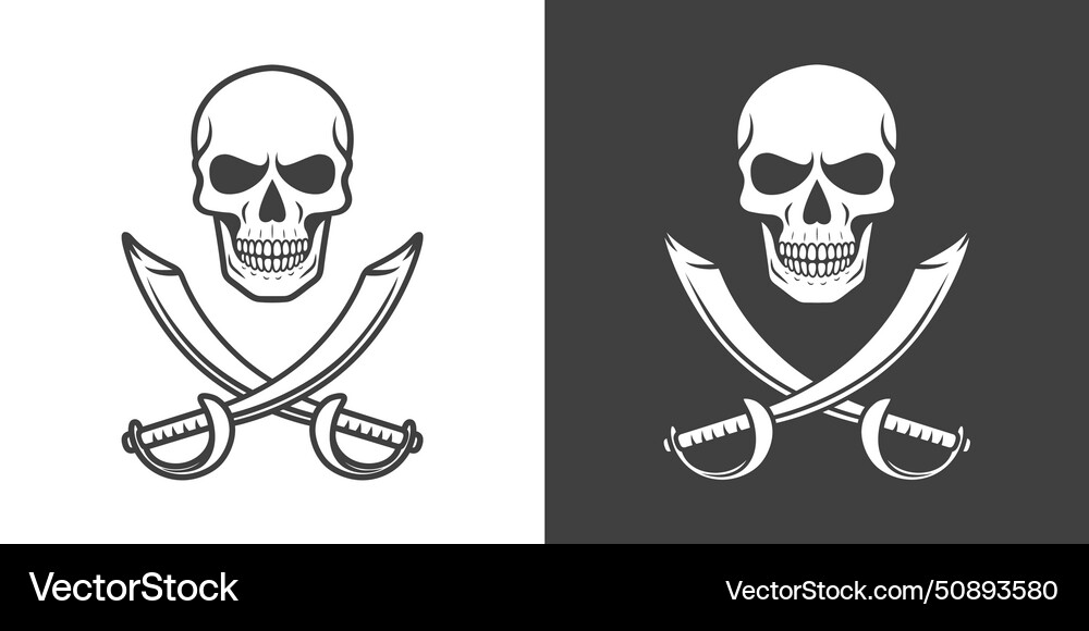Black and white skull crosshairs sabers Black and white skull crosshairs sabers Vector Image