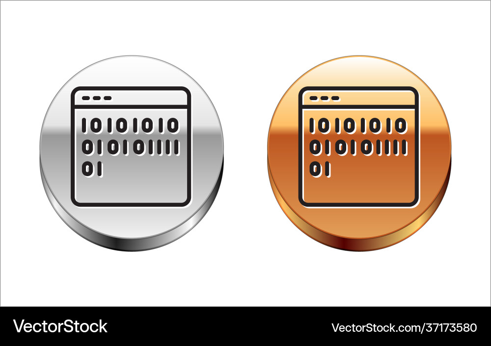 Black line binary code icon isolated on white Black line binary code icon isolated on white vector image
