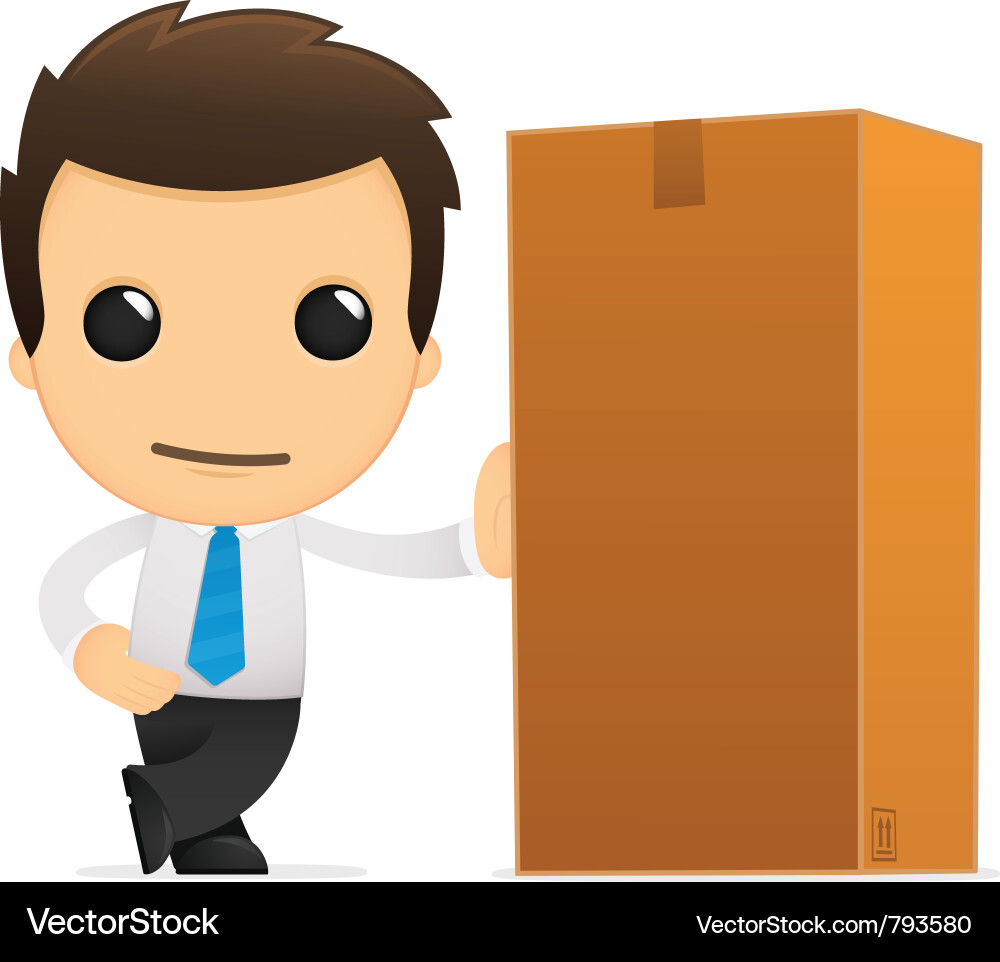Cartoon Office Worker Delivering Package Vector Image