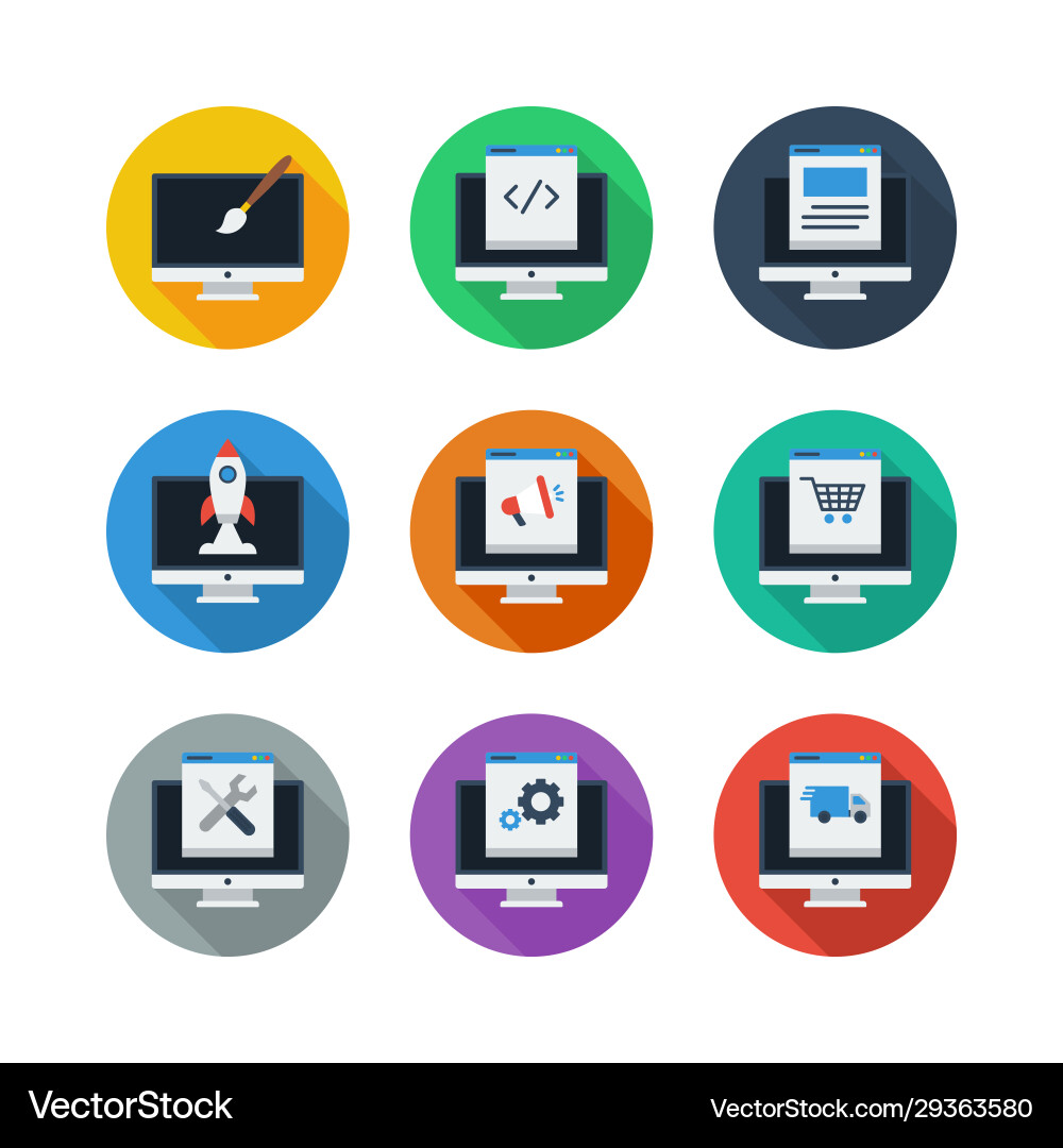 Computer Programmierung flache Icon-Set Computer Programmierung flache Icon-Set vektorbild