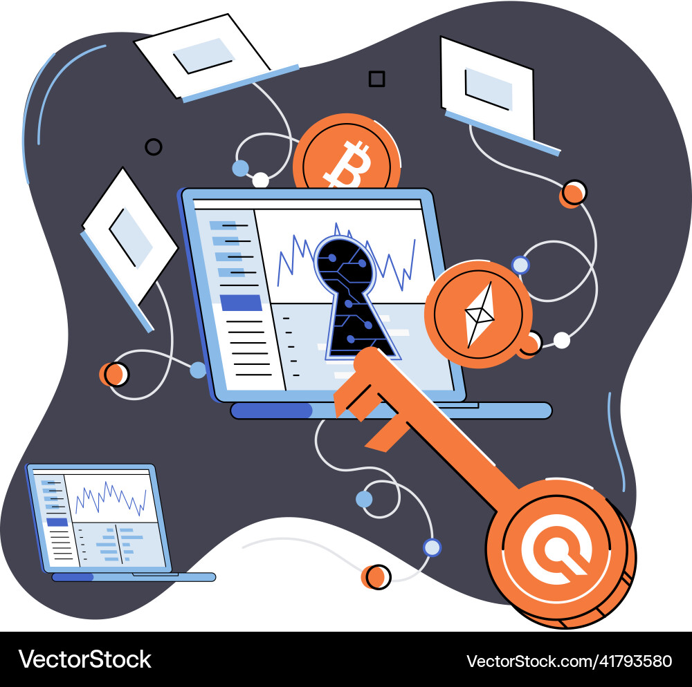 Cryptocurrency exchange platform and blockchain Cryptocurrency exchange platform and blockchain vector image