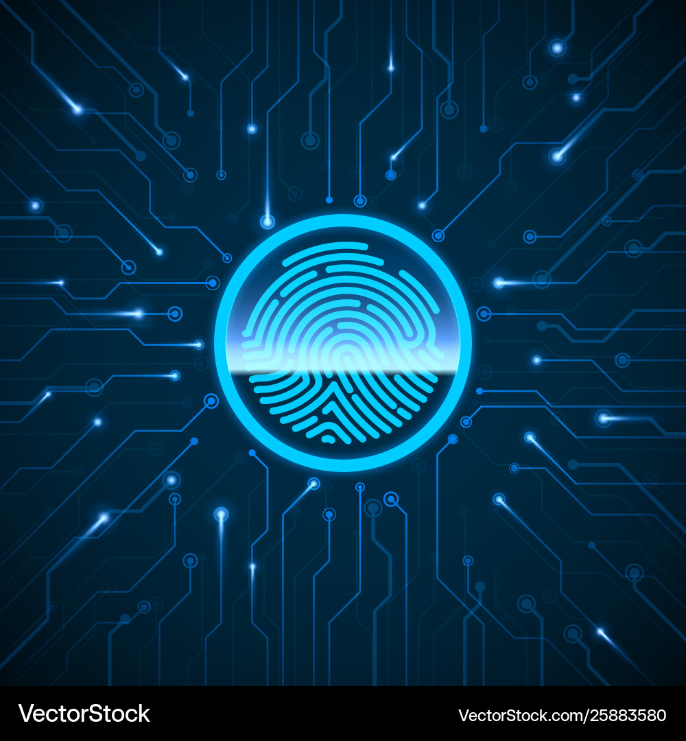 Cybersecurity Fingerprint Scan Vector Image