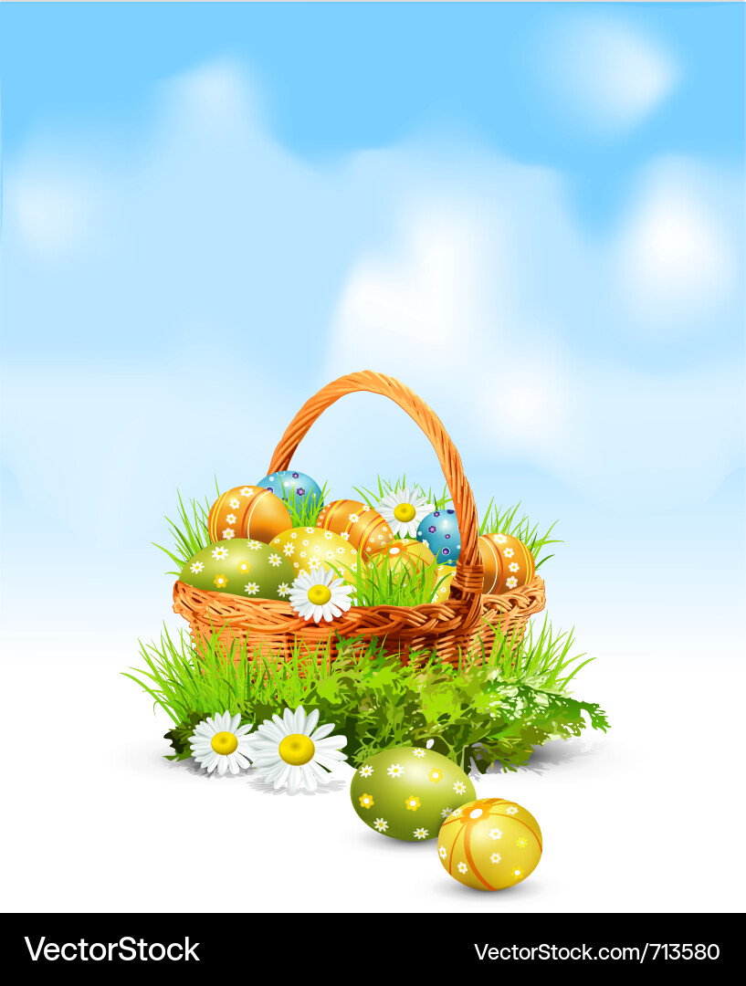 Easter eggs basket Royalty Free Vector Image - VectorStock