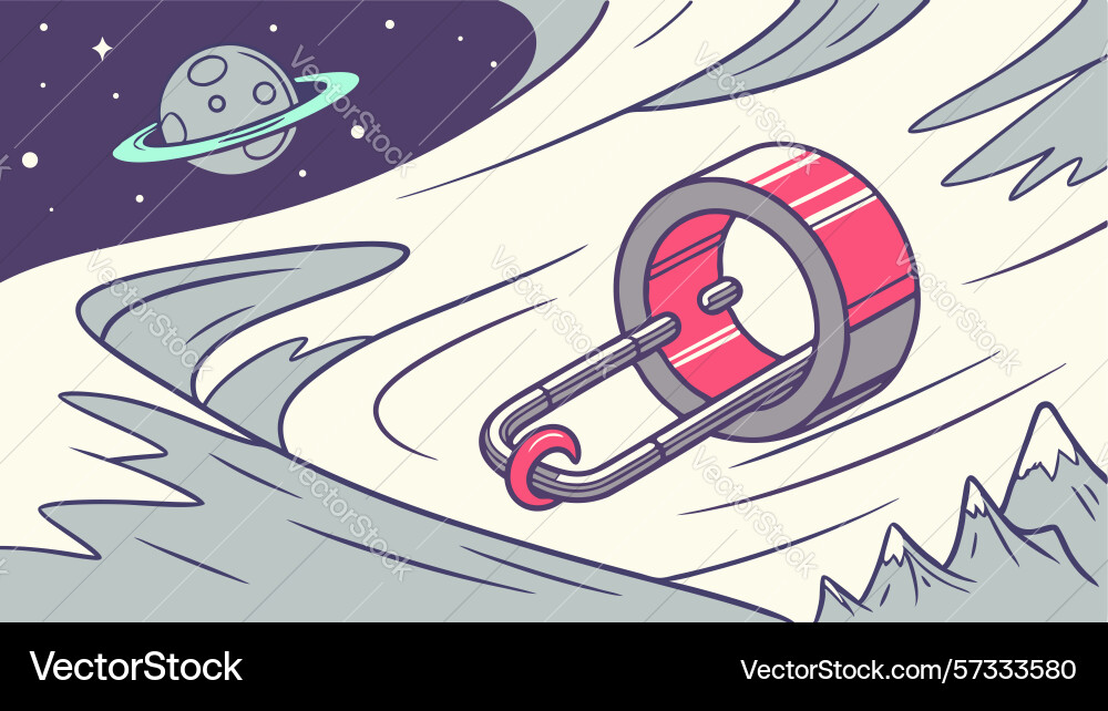Flying ring object in space design generative ai vector image