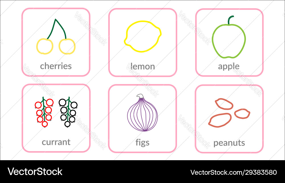 Fruits and berries objects icons set isolated Fruits and berries objects icons set isolated vector image