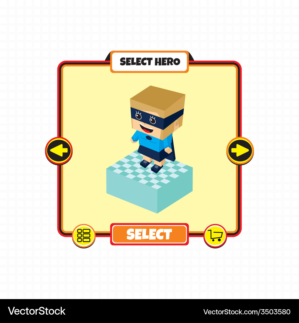 Hero character option game assets element vector image