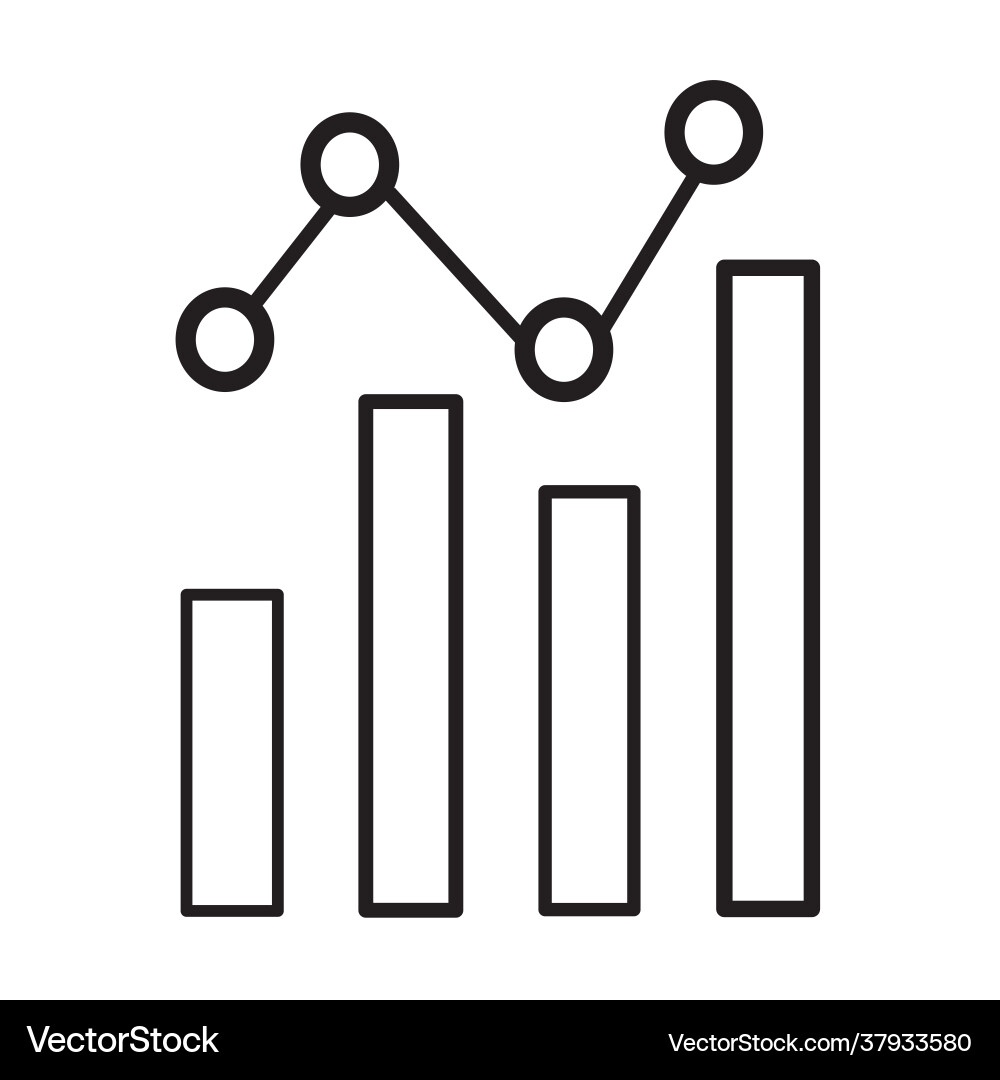 Icon bar graph flat design for app ads web vector image