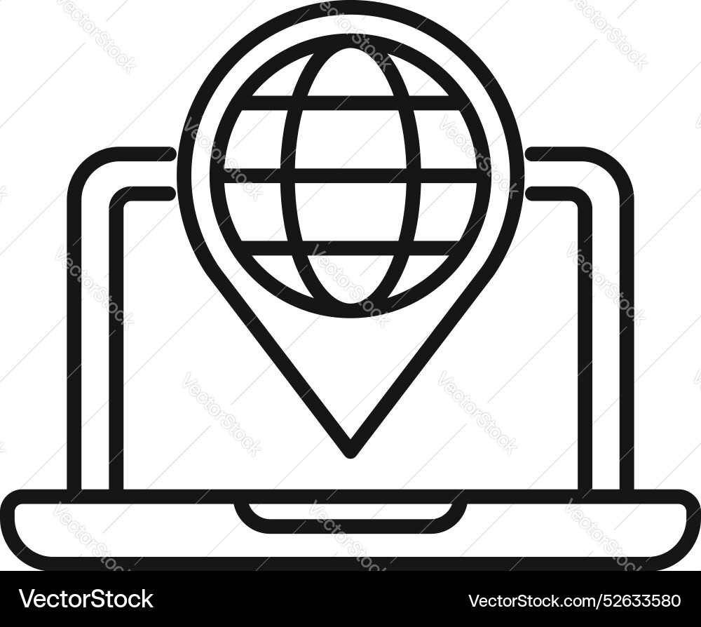 Laptop showing global network connection Vector Image