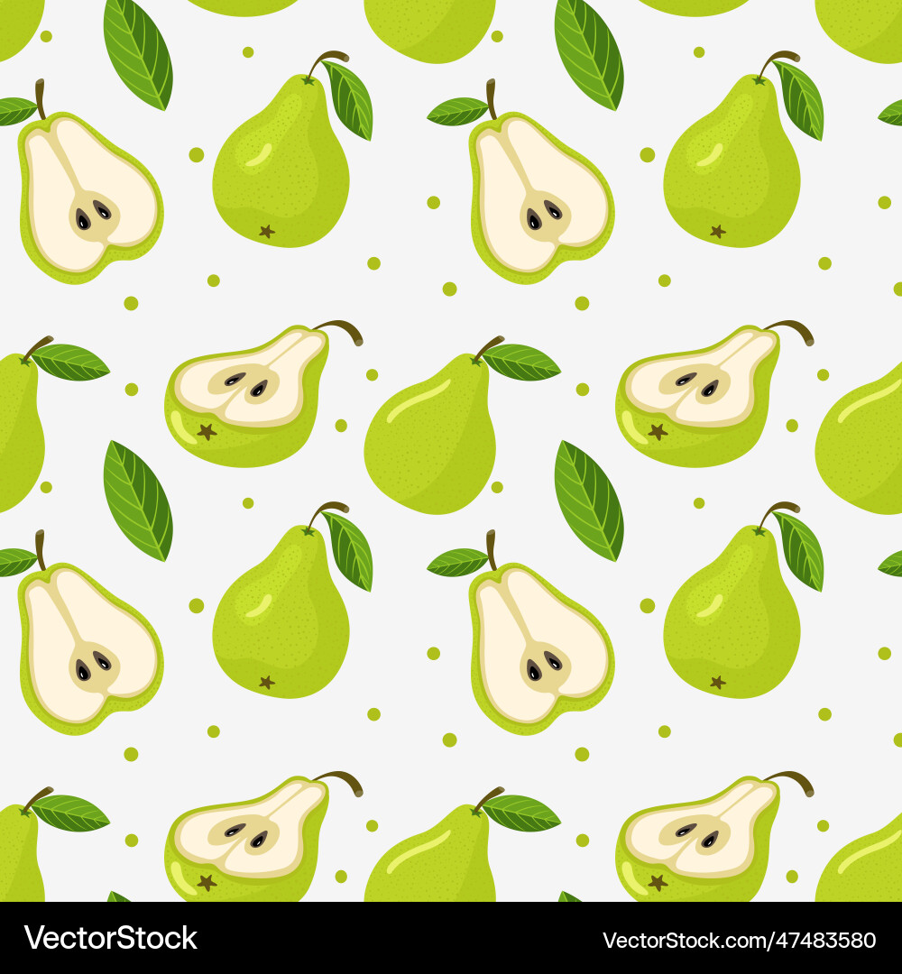 Seamless background pattern with fresh pear vector image