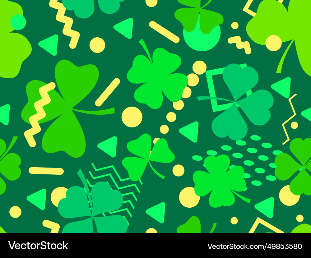 Seamless pattern with clover and geometric shapes Seamless pattern with clover and geometric shapes Vector Image