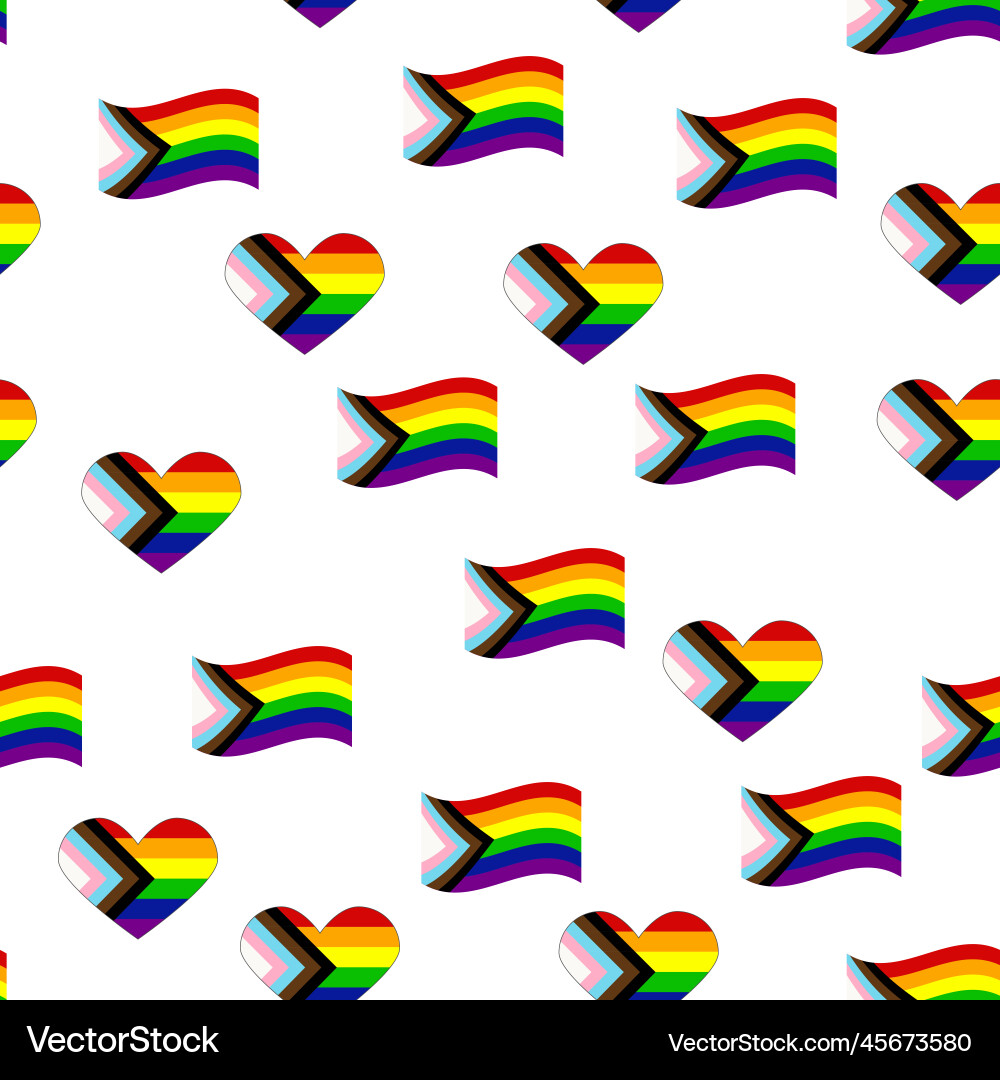 Seamless pattern with new lgbt flag hearts text Seamless pattern with new lgbt flag hearts text vector image