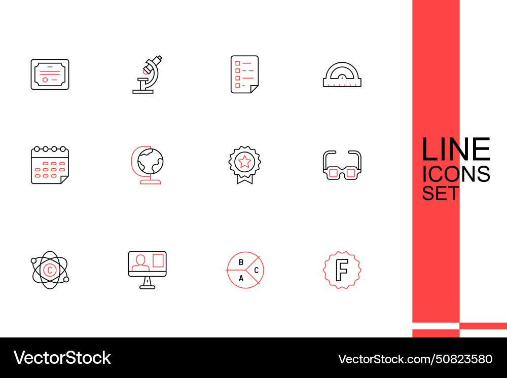 Set line exam paper with incorrect answers pie Vector Image