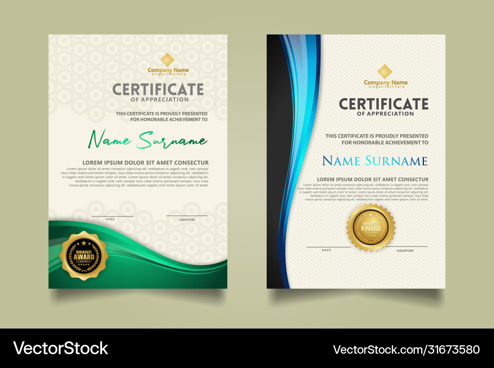 Set modern certificate template with flow lines Set modern certificate template with flow lines vector image