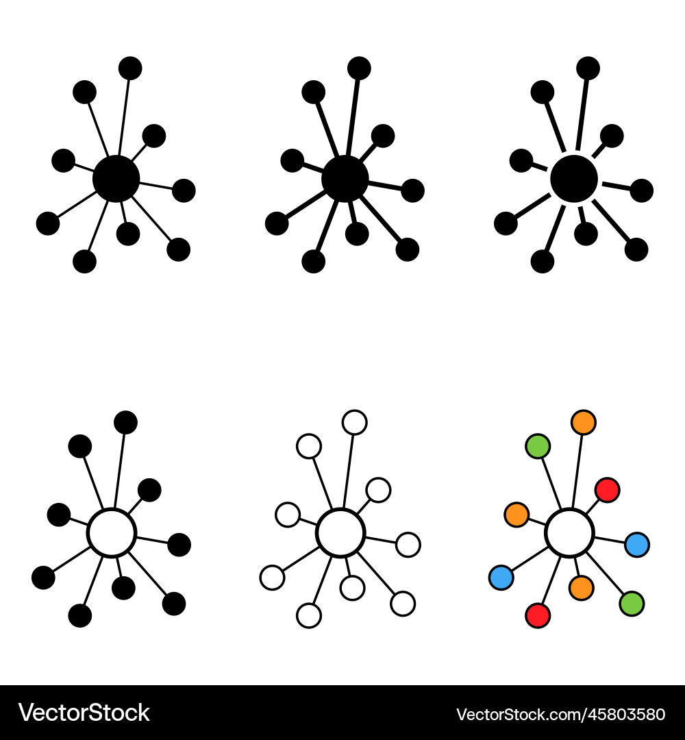 Set of hub flat network icon connect structure Set of hub flat network icon connect structure vector image