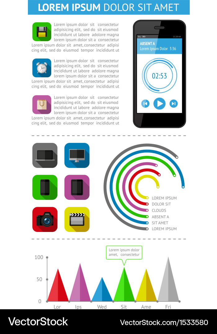 Ui infographics and web elements vector image