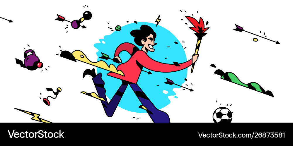 A cartoon character is running with torch A cartoon character is running with torch vector image