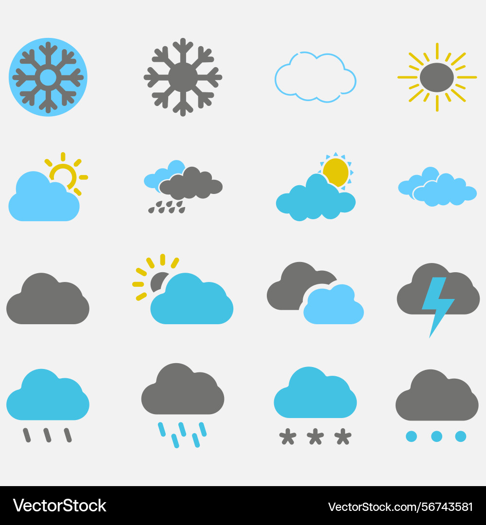 Clouds icons set of in different form Vector Image