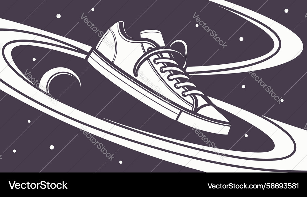 Dynamic running shoe in abstract swirling motion Vector Image