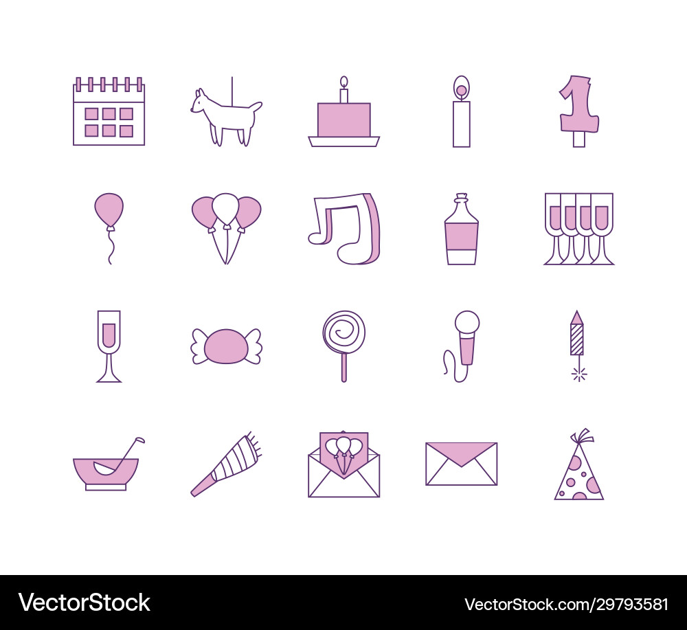 Isolated party line fill style icon set Isolated party line fill style icon set vector image