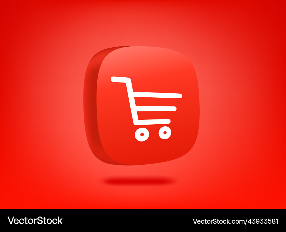 Red internet shop button on background 3d vector image
