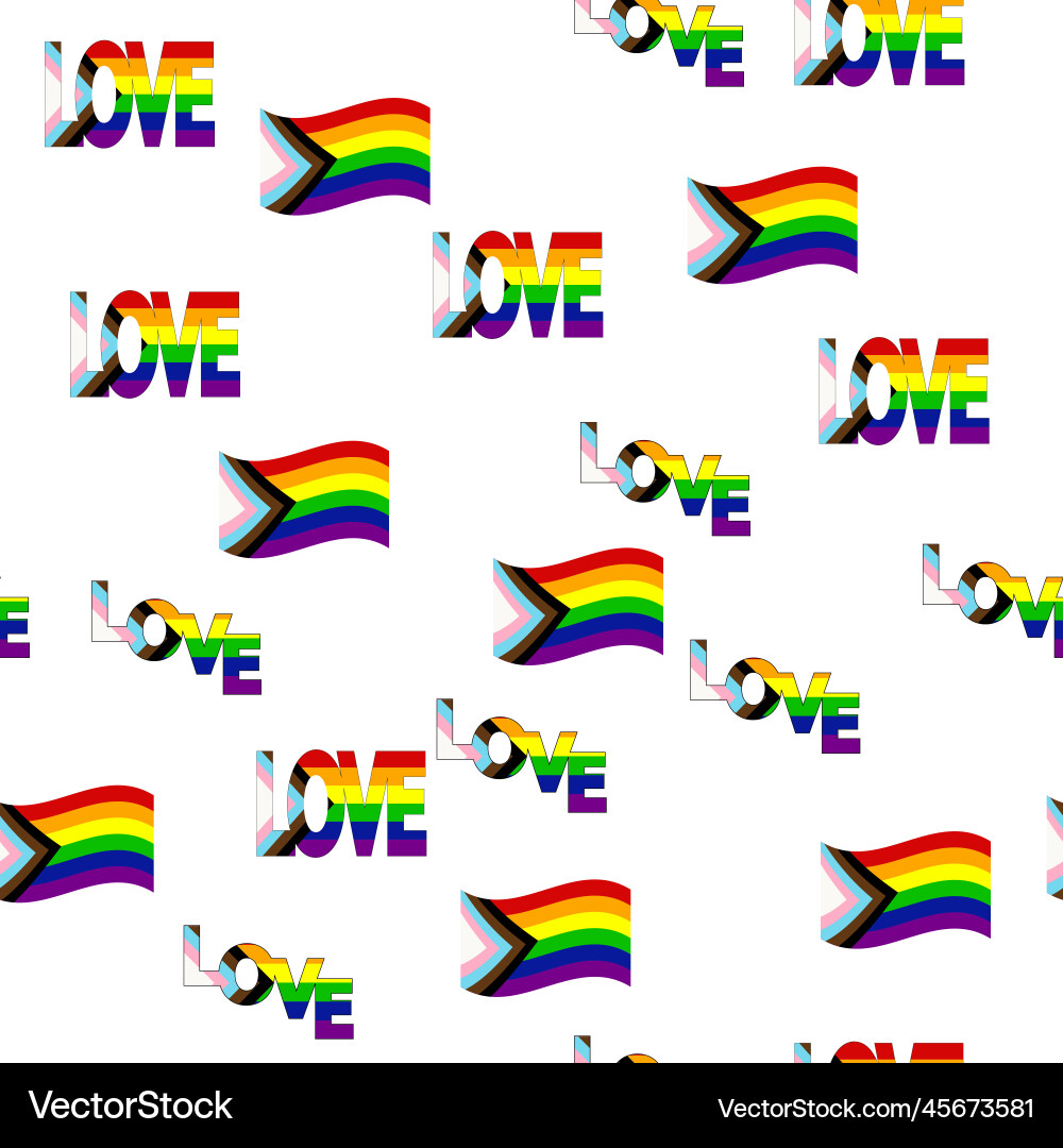 Seamless pattern with new lgbt flag hearts text Seamless pattern with new lgbt flag hearts text vector image