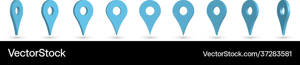 Set 3d blue map pointers vector image