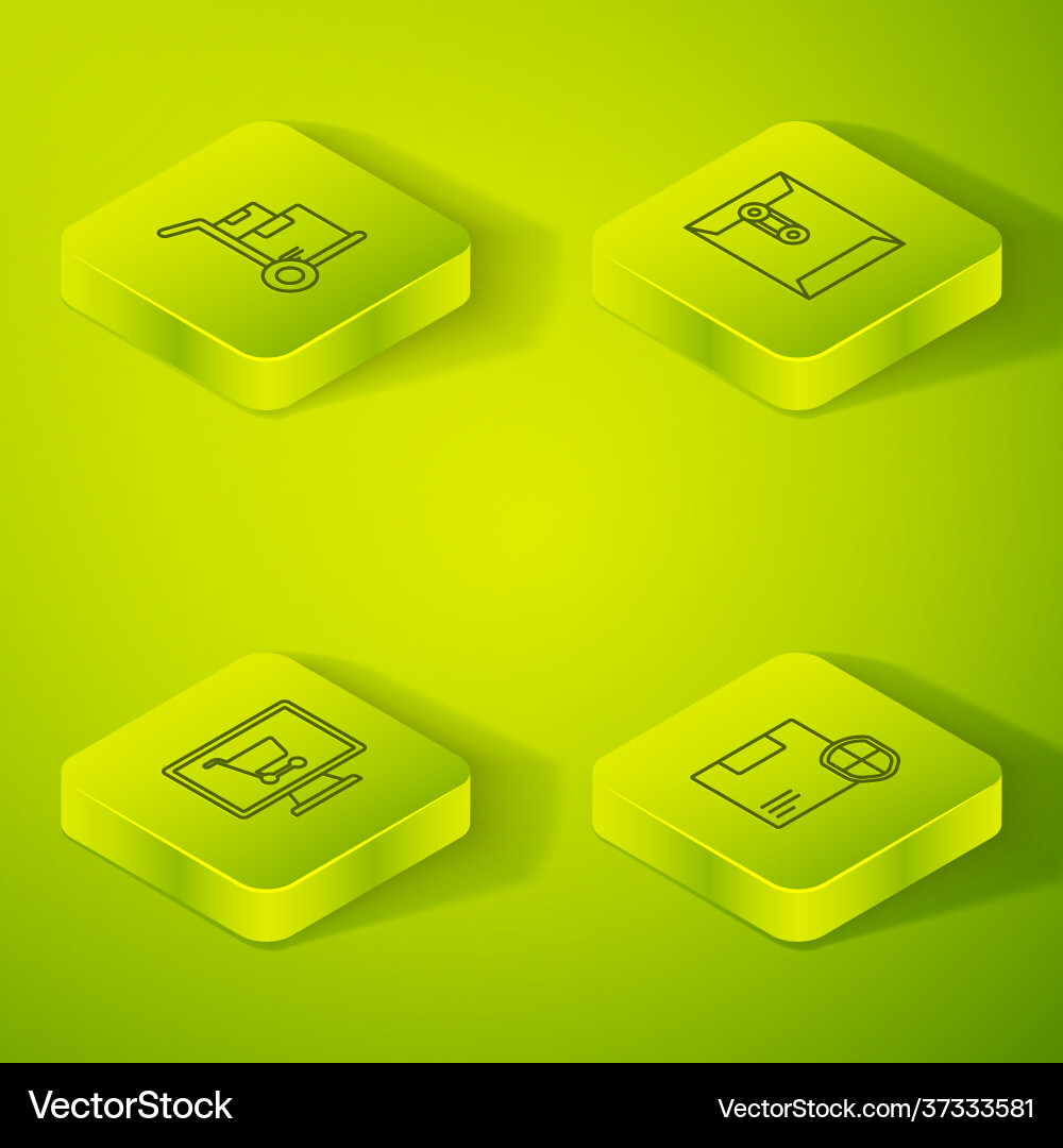 Set isometric envelope shopping cart on computer Set isometric envelope shopping cart on computer vector image