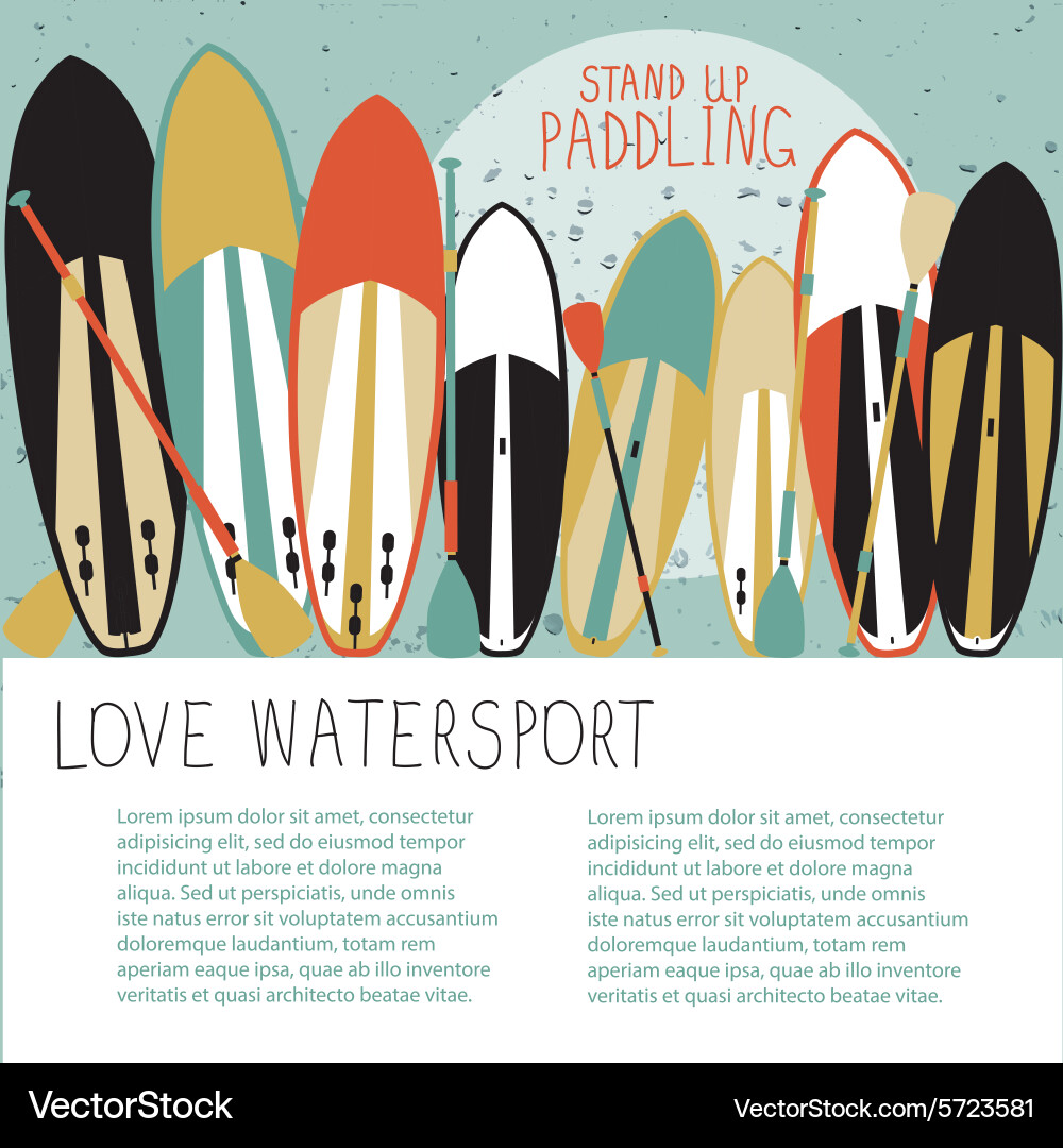 Stand up paddle set in flat design style Vector Image