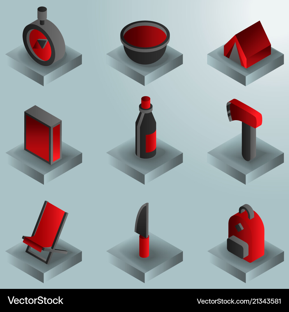 Survival Kit Farbe Gradient isometrische Icons Survival Kit Farbe Gradient isometrische Icons vektorbild