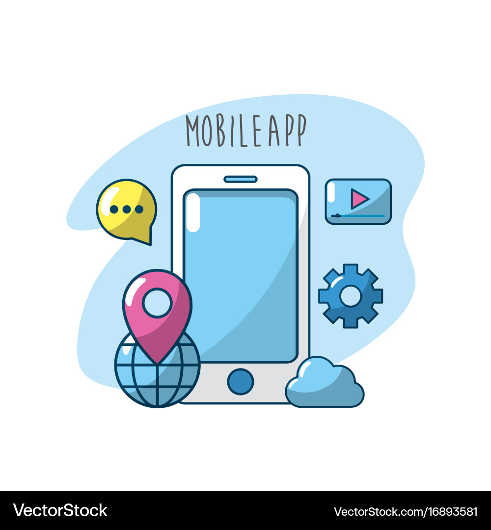Technology smartphone apps connection server vector image