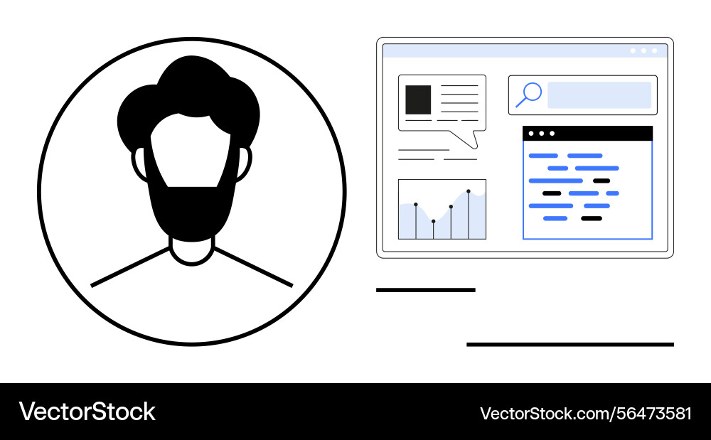 User profile icon with analytics dashboard User profile icon with analytics dashboard vector image