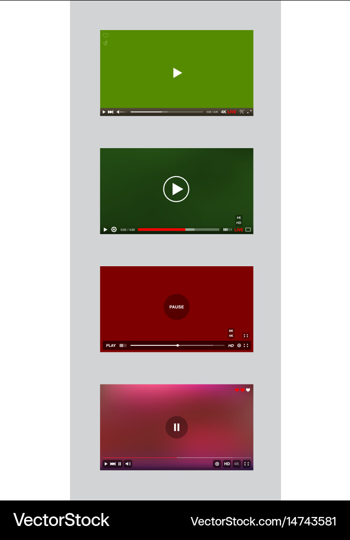 Video player window with menu and buttons panel vector image