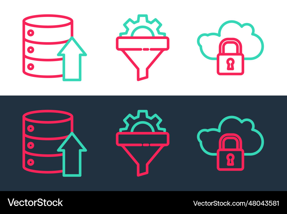 Zeile Cloud Computing Lock Server Daten Web vektorbild