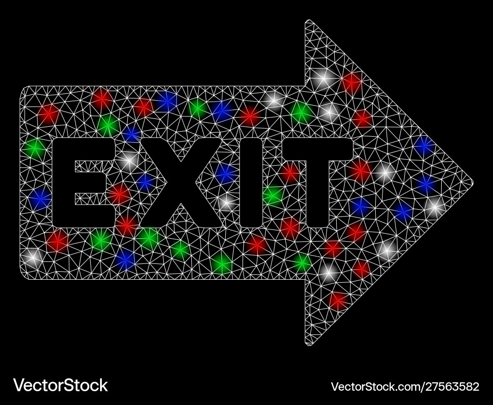 Bright mesh 2d exit arrow with light spots Vector Image